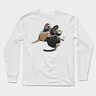 2 Dogs Chilling and hugging Together Long Sleeve T-Shirt